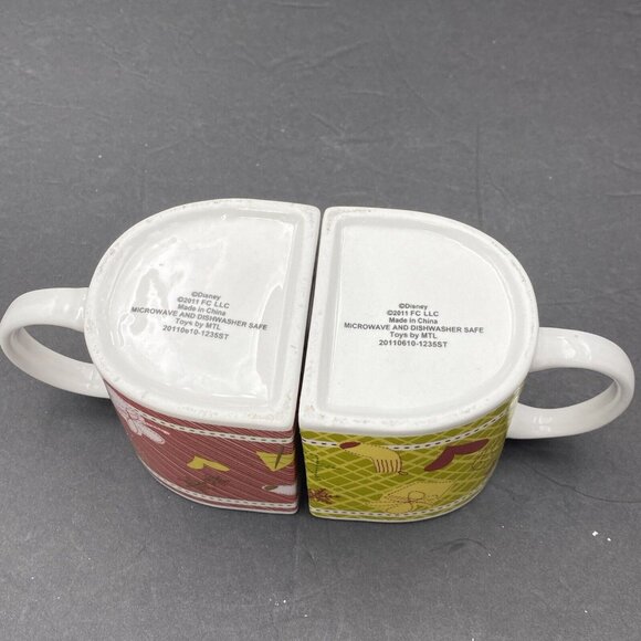 Disney Mugs Mickey And Minnie‎ Mouse Half Moon Set Of 2 Christmas 2011 - Picture 14 of 16